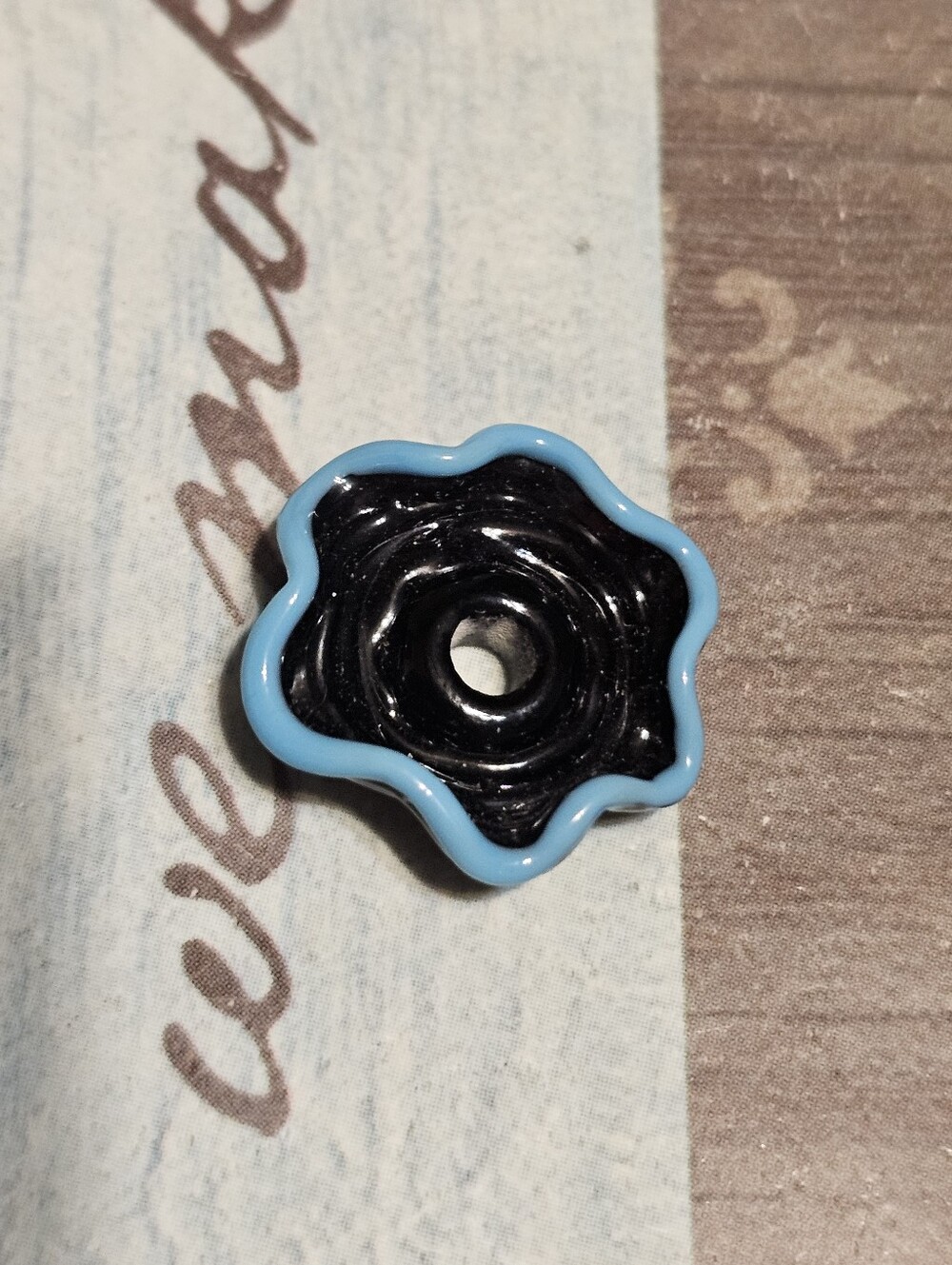 Blue & Black Flower Bead Charm Pendant
